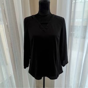 Black Long Sleeve Shirt with Shoulder Cut Outs